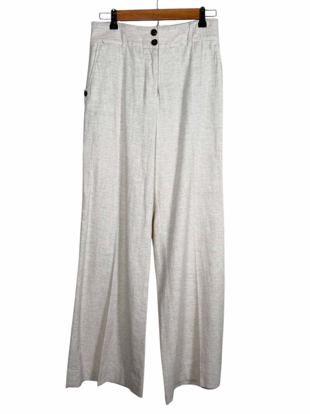 BLDWN Wynn Linen Blend Wide Leg Pants High Waist Women’s Size 6 Beige Taupe